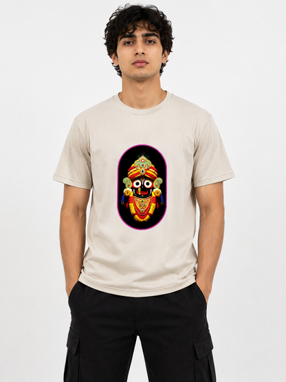 Cream Round Tshirt God Print - Cream - Image 2