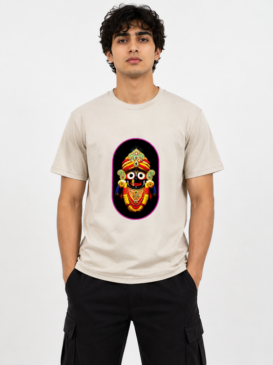 Cream Round Tshirt God Print - Cream - Image 2