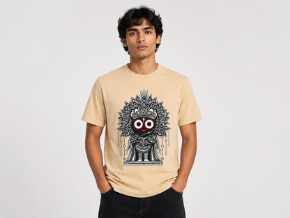 Cream Round Tshirt God Print - Cream - Image 2
