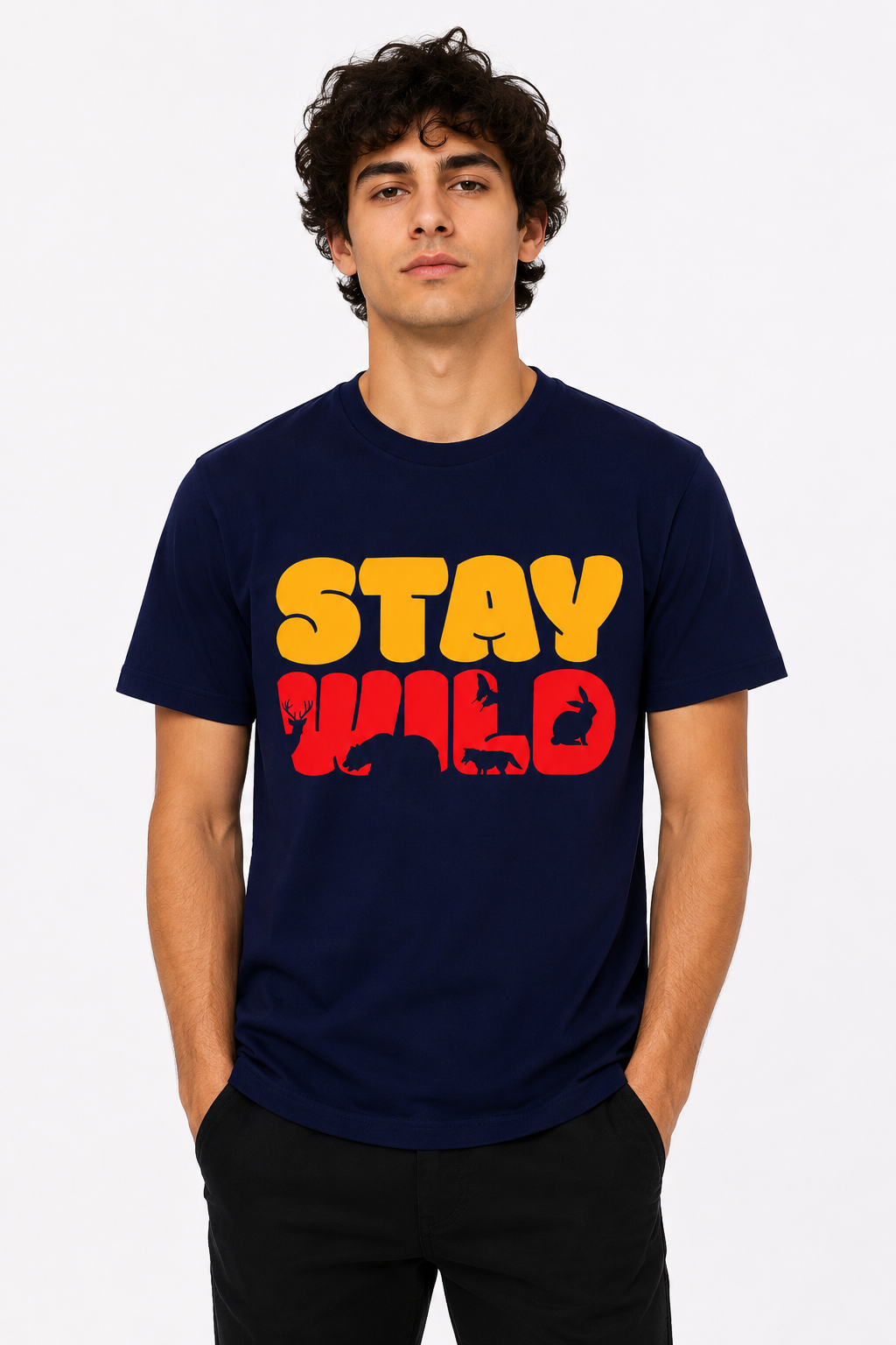 DarkBlue Round Tshirt Quote Print - Dark Blue - Image 2