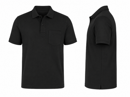 Black Tshirt Black Collar Cotton - Black - Image 2