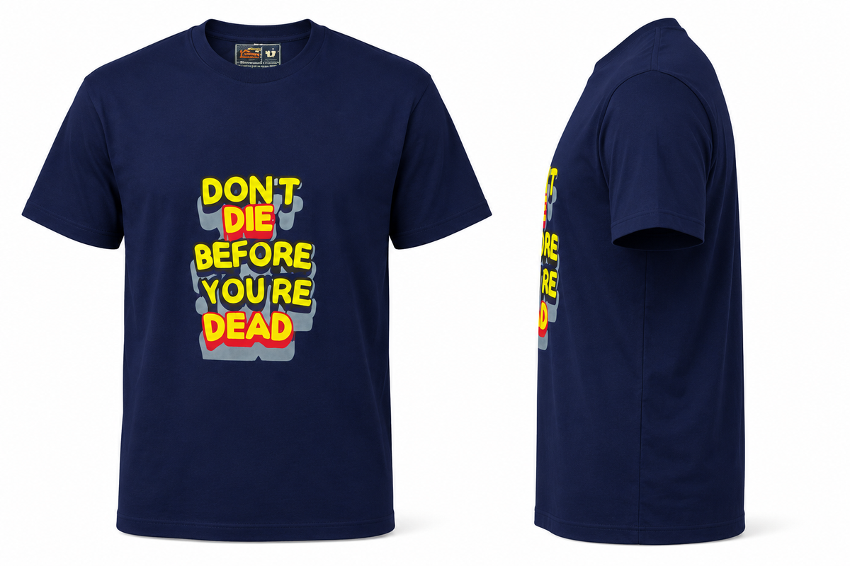 DarkBlue Round Tshirt Quote Print - Dark Blue - Image 3