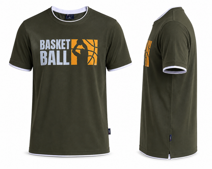 DarkGreen Round Tshirt Basketball Print - Dark Green - Image 3