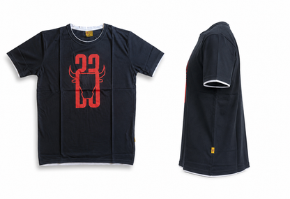 Black Round Tshirt Red Print - Black - Image 3