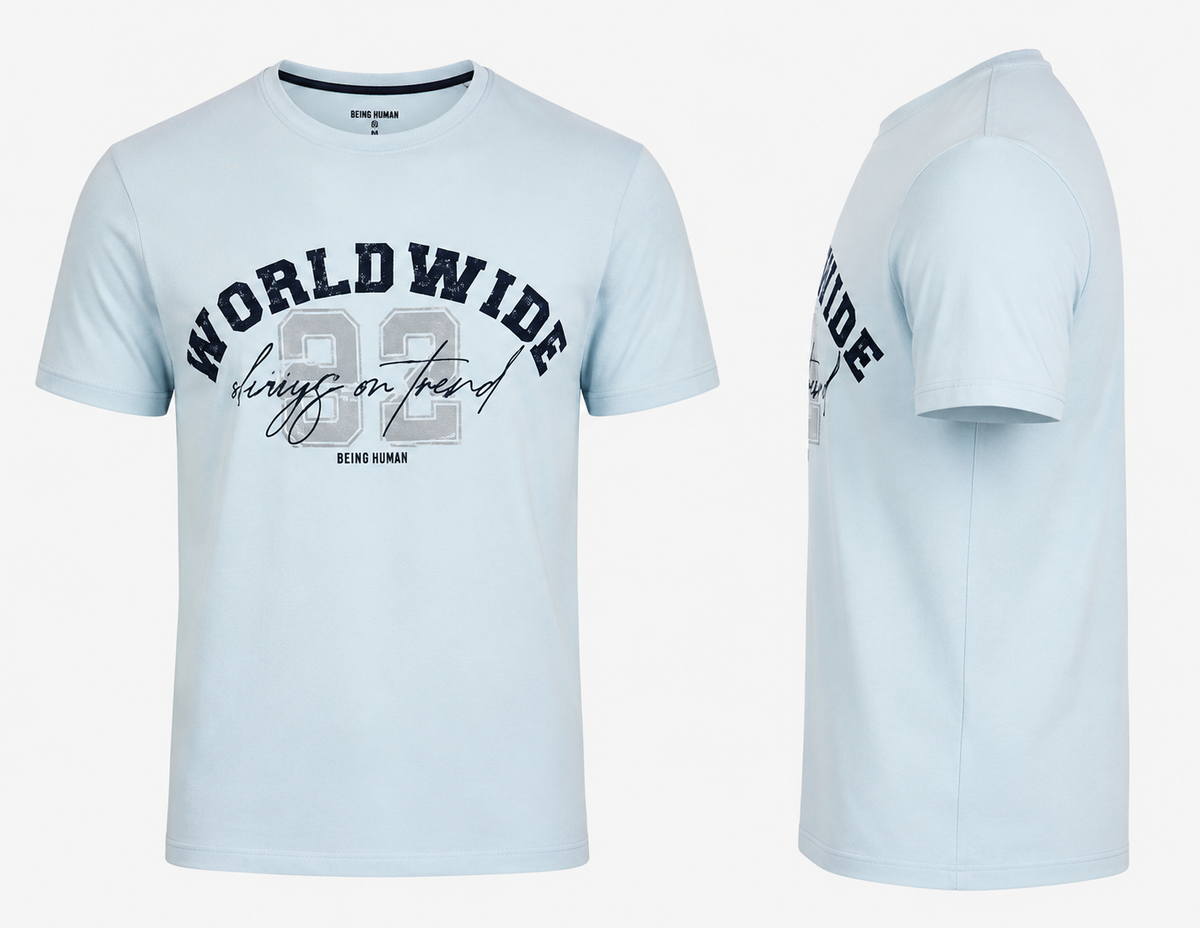 SkyBlue Round Tshirt Quote Print - Sky Blue - Image 3