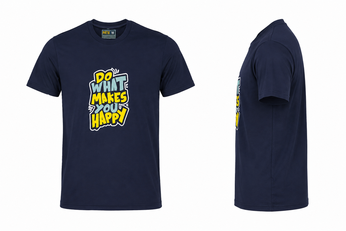 DarkBlue Round Tshirt Quote Print - Dark Blue - Image 3