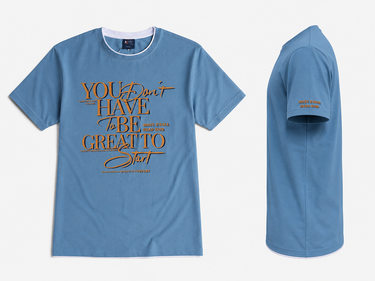 Blue Round Tshirt Quote Print - Blue - Image 3