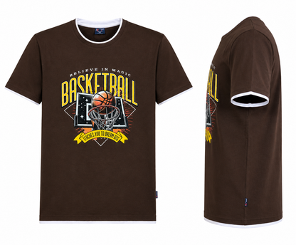 Brown Round Tshirt Basketball Print - Brown - Image 3
