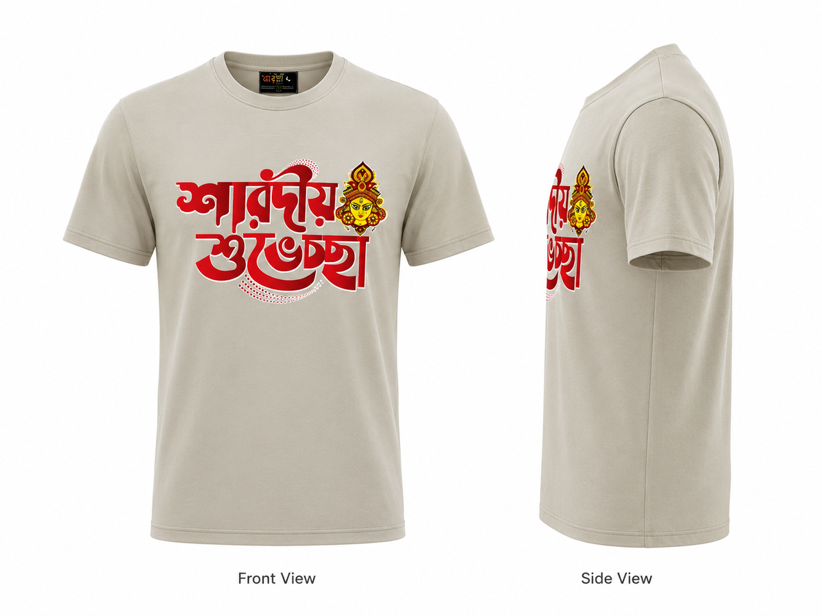 Cream Round Tshirt God Print - Cream - Image 2
