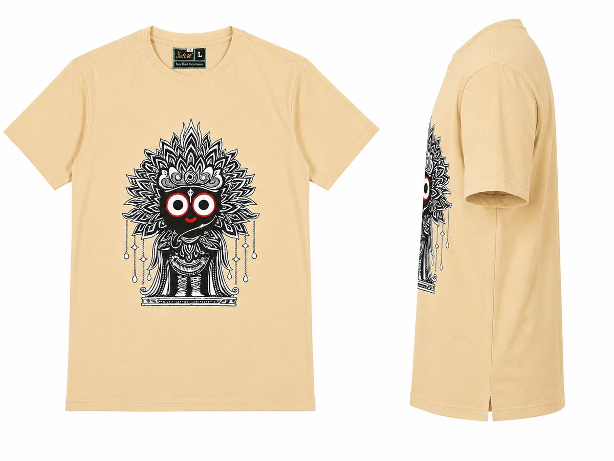Cream Round Tshirt God Print - Cream - Image 3