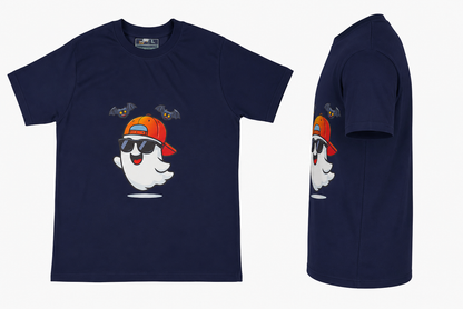 DarkBlue Round Tshirt Ghost Print - Dark Blue - Image 3