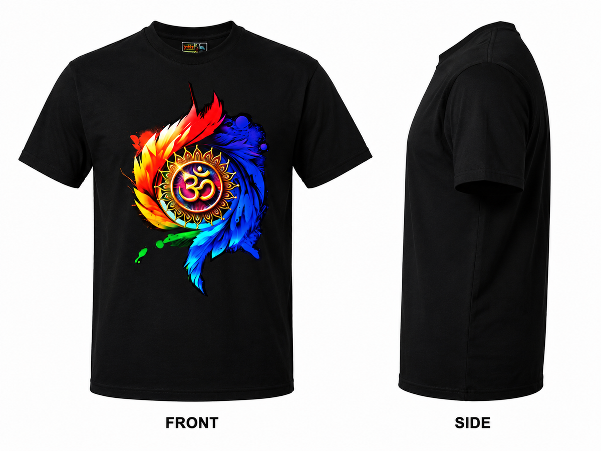 Black Round Tshirt OM Print - Black - Image 3
