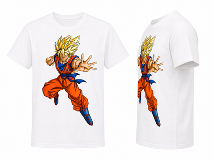 White Round Tshirt Goku Print - White - Image 5