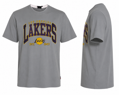 Grey Round Tshirt Lakers Print - Grey - Image 3