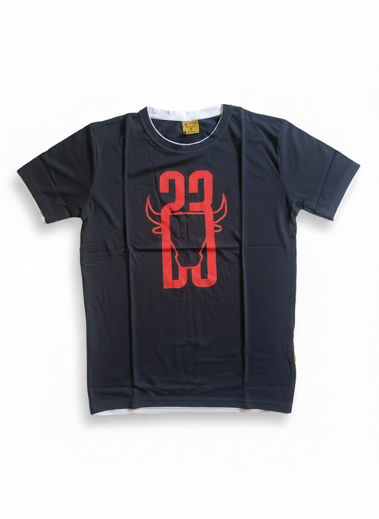 Black Round Tshirt Red Print - Black - Image 1
