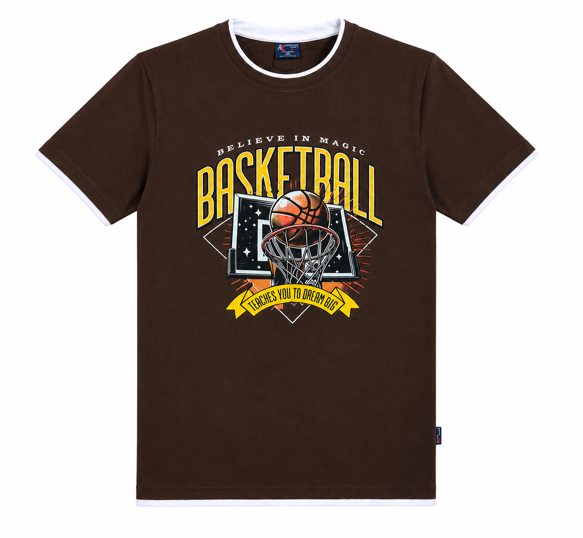 Brown Round Tshirt Basketball Print - Brown - Image 1