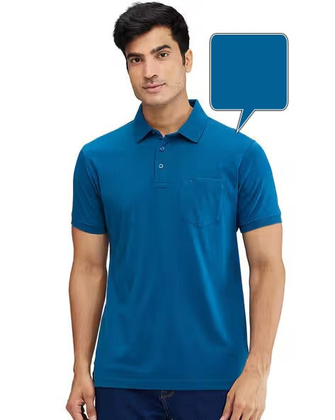 DarkBlue Tshirt DarkBlue Collar Cotton - Dark Blue - Image 1