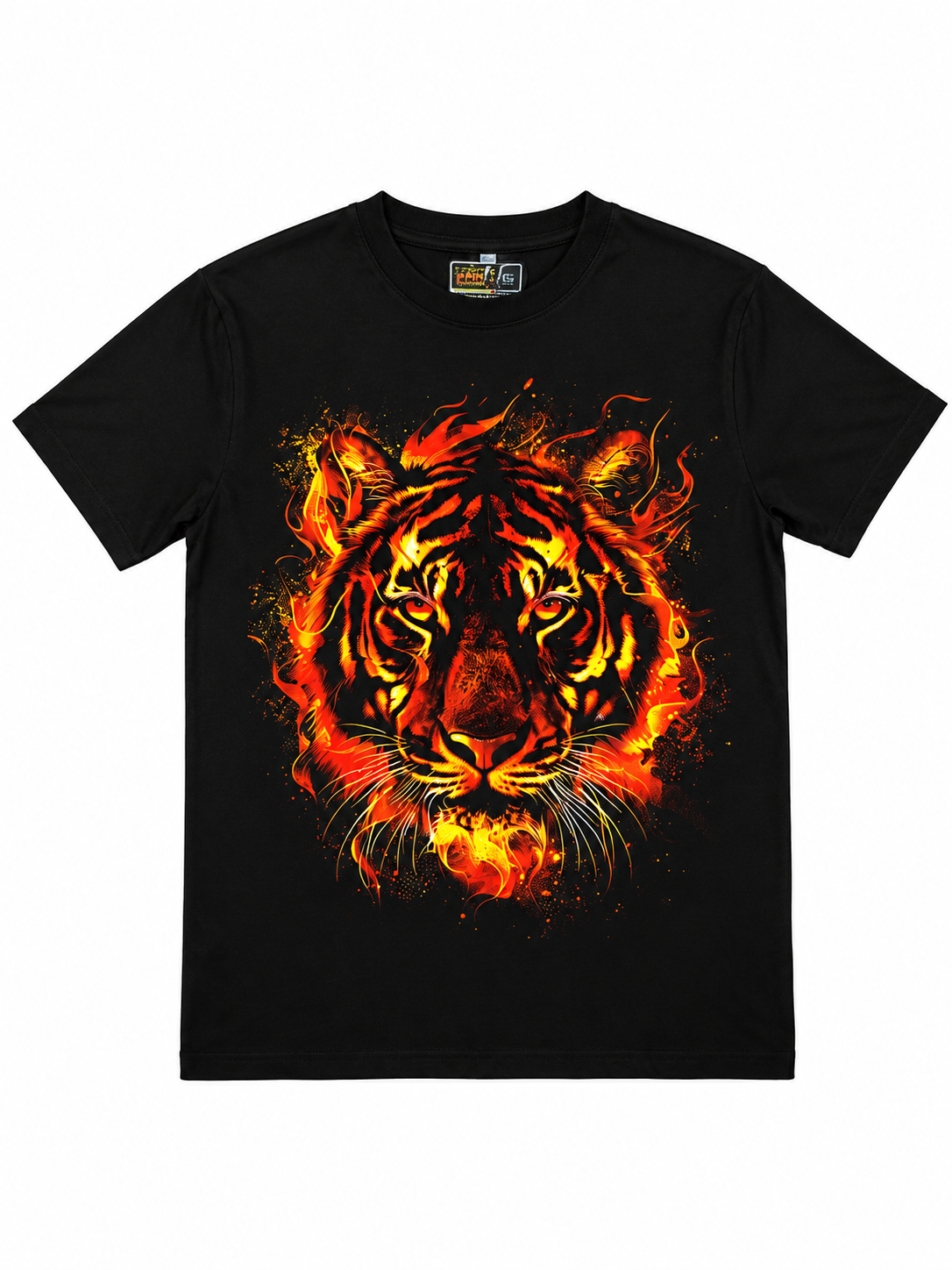 Black Round Tshirt Tiger Print - Black - Image 1