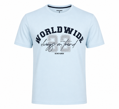 SkyBlue Round Tshirt Quote Print - Sky Blue - Image 1