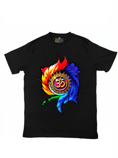 Black Round Tshirt OM Print - Black - Image 1