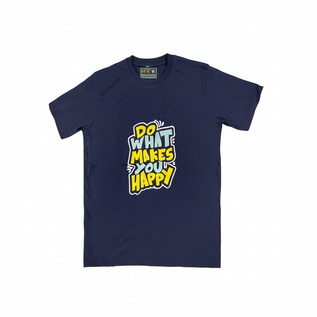 DarkBlue Round Tshirt Quote Print - Dark Blue - Image 1