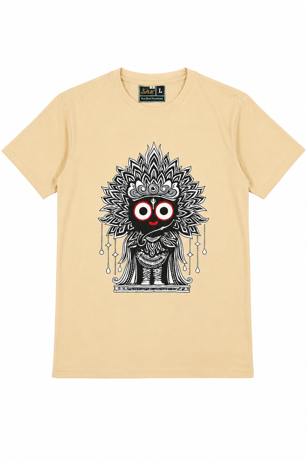 Cream Round Tshirt God Print - Cream - Image 1
