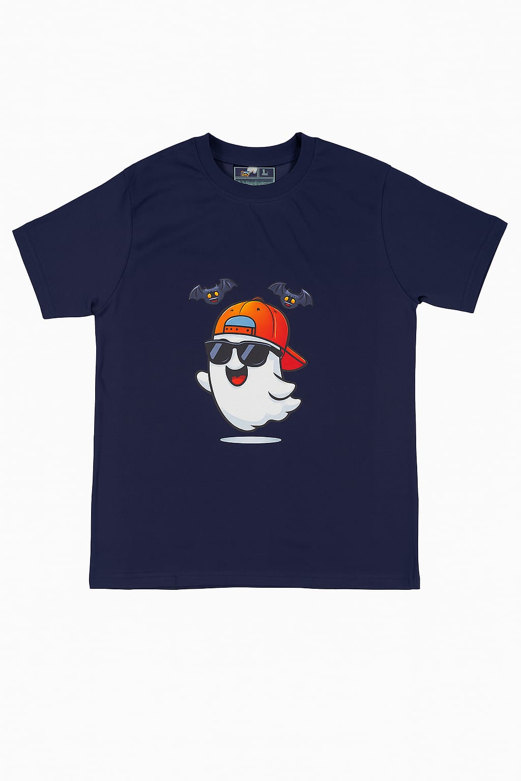 DarkBlue Round Tshirt Ghost Print - Dark Blue - Image 1