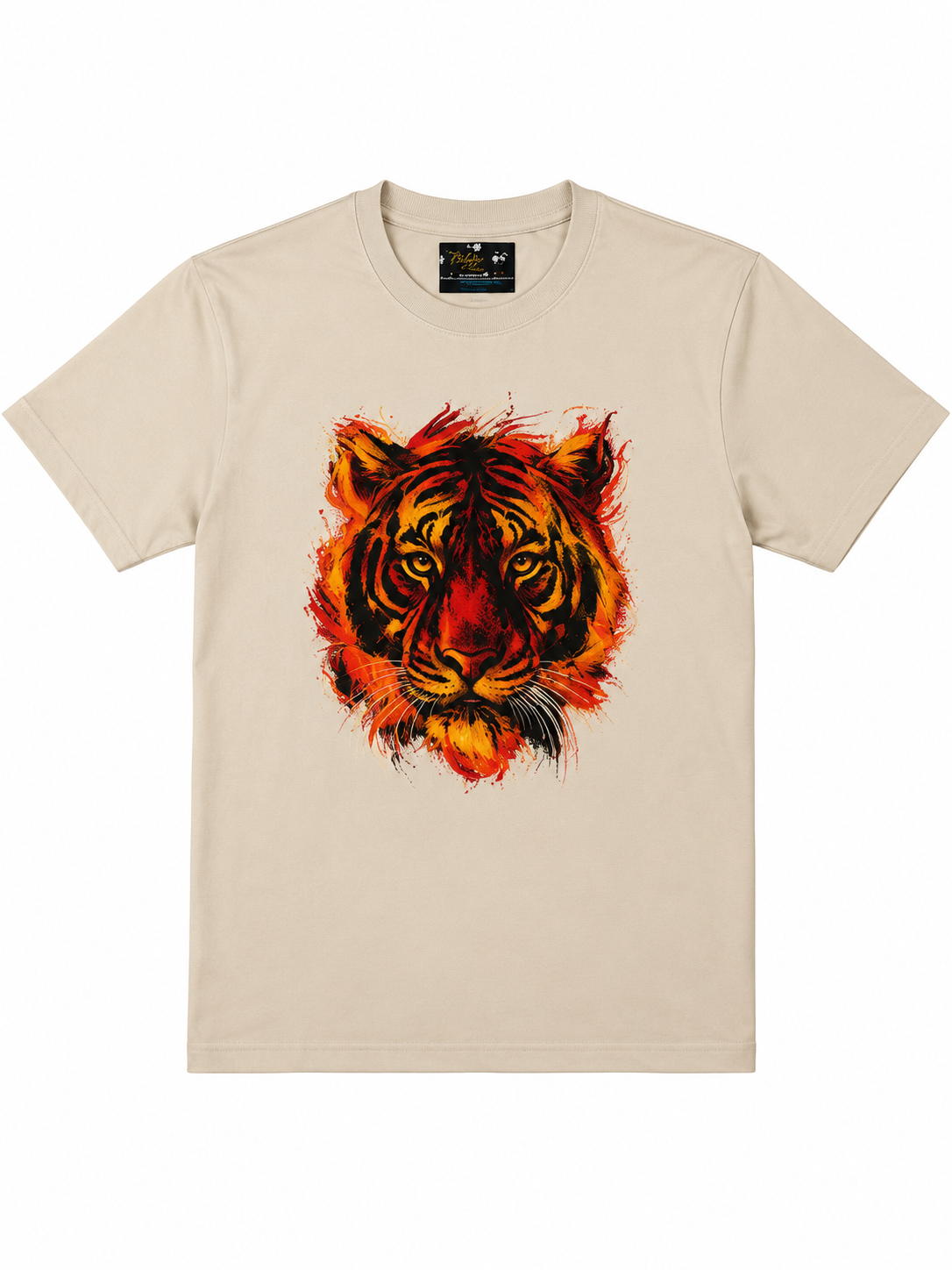 Cream Round Tshirt Lion Print - Cream - Image 1
