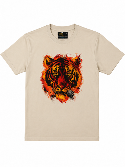 Cream Round Tshirt Lion Print - Cream - Image 1