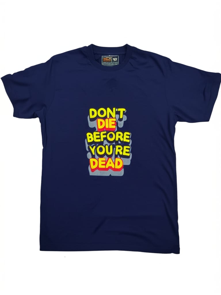 DarkBlue Round Tshirt Quote Print - Dark Blue - Image 1