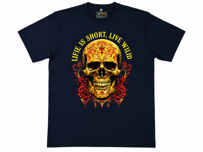 Black Round Tshirt Skull Print - Black - Image 1