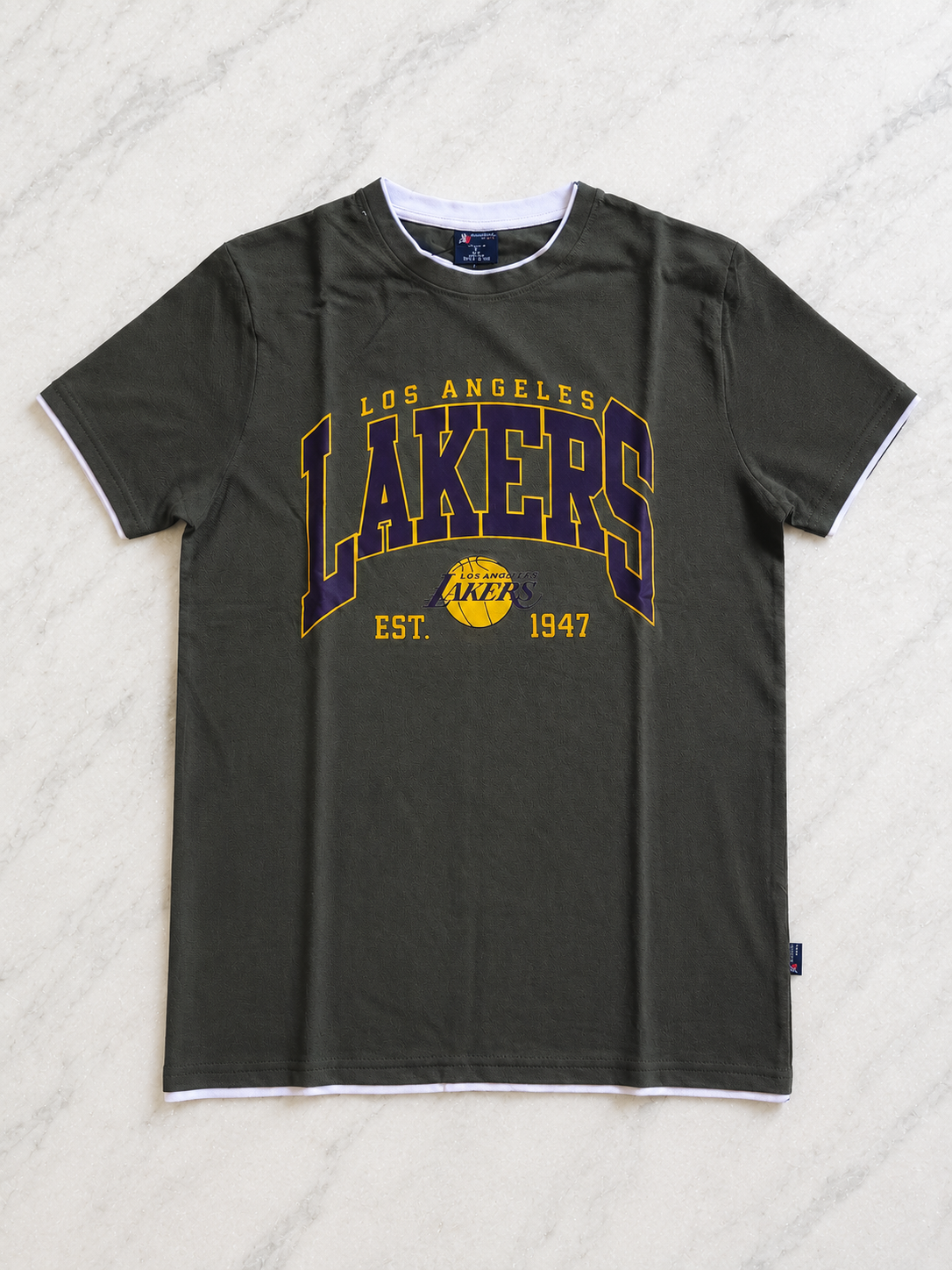 DarkGreen Round Tshirt Lakers Print - Dark Green - Image 1