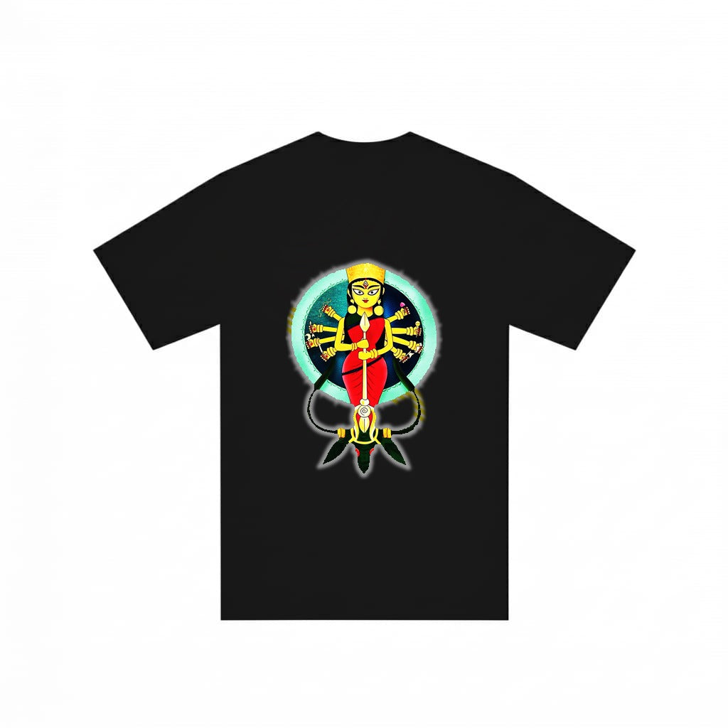Black Round Tshirt God Print - Black - Image 1