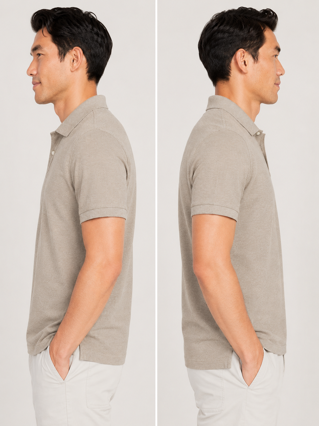 Grey Tshirt Grey Collar Cotton - Grey - Image 3