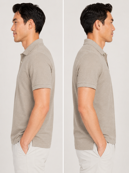 Grey Tshirt Grey Collar Cotton - Grey - Image 3