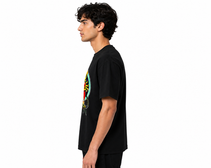Black Round Tshirt God Print - Black - Image 4