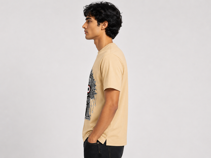 Cream Round Tshirt God Print - Cream - Image 4