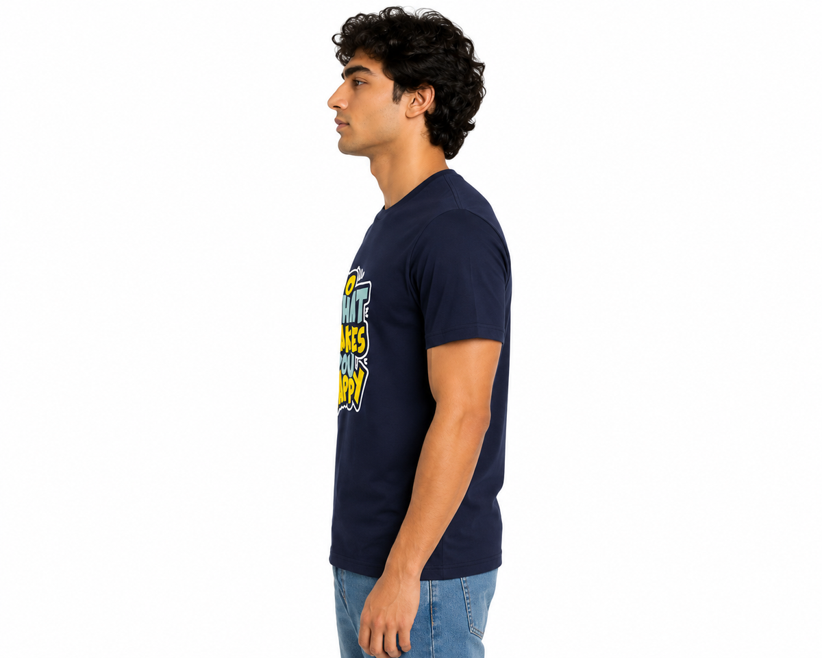DarkBlue Round Tshirt Quote Print - Dark Blue - Image 4