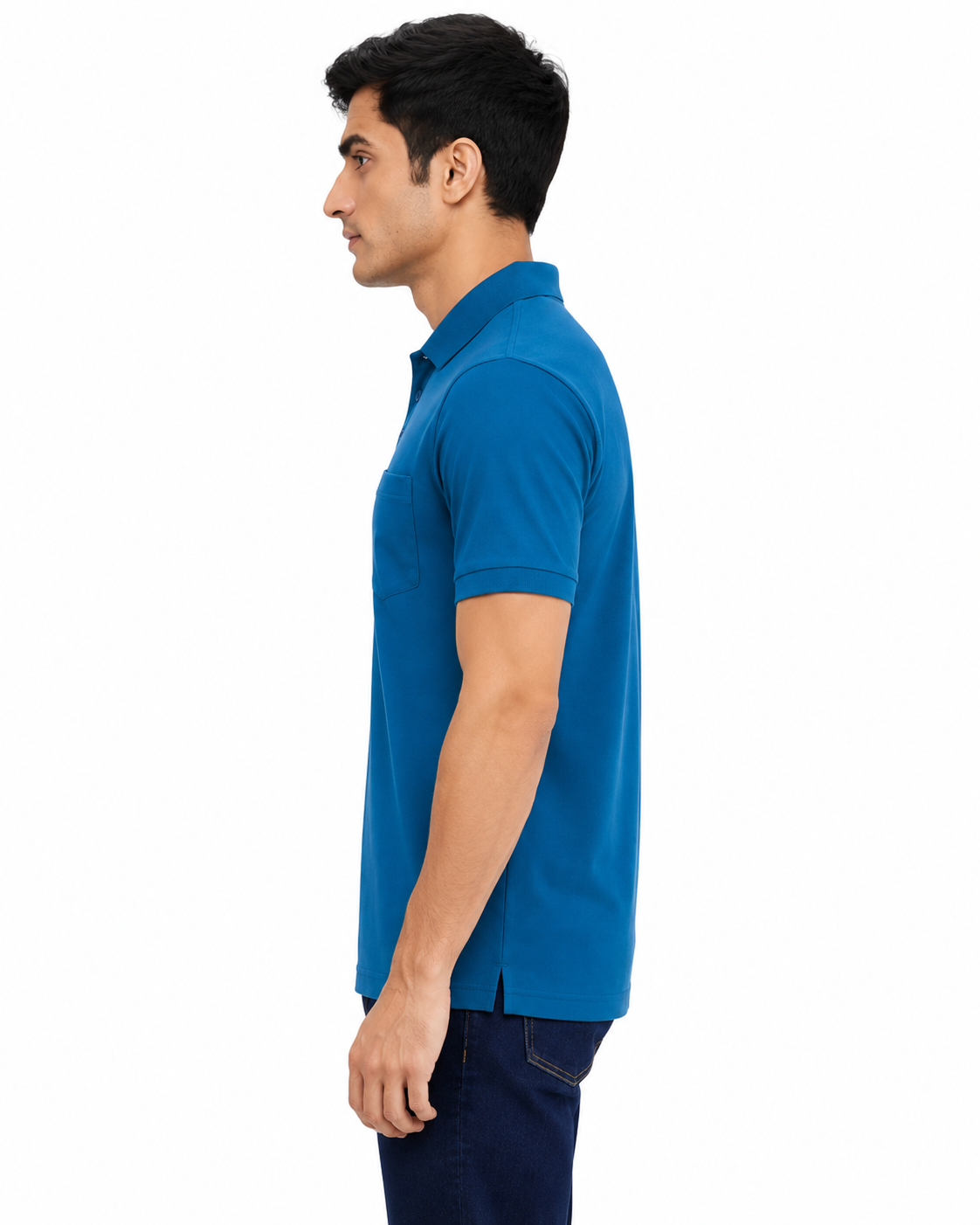 DarkBlue Tshirt DarkBlue Collar Cotton - Dark Blue - Image 3