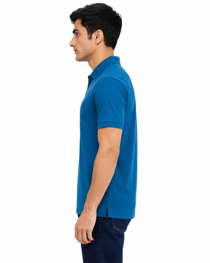 DarkBlue Tshirt DarkBlue Collar Cotton - Dark Blue - Image 3