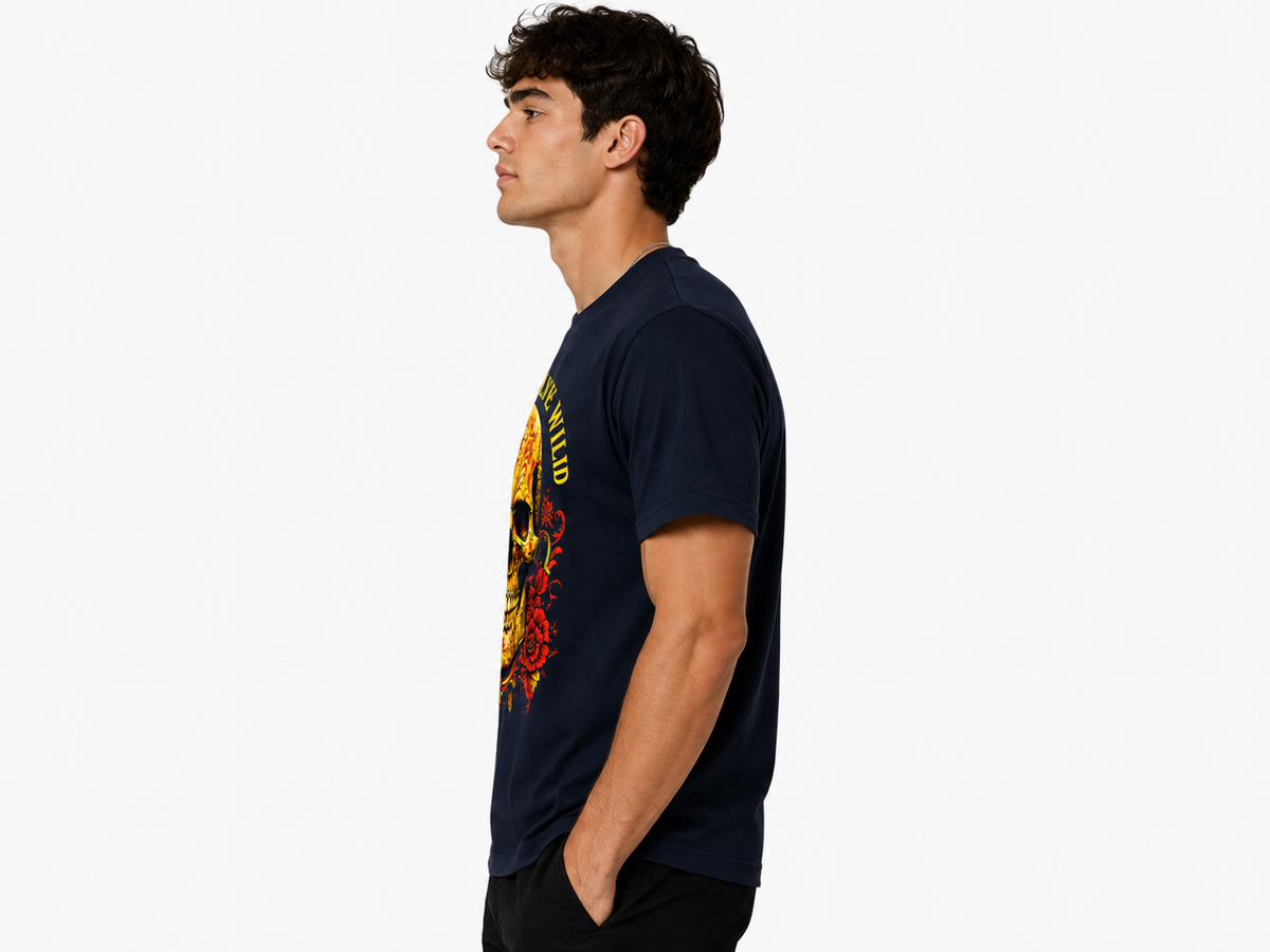 Black Round Tshirt Skull Print - Black - Image 4
