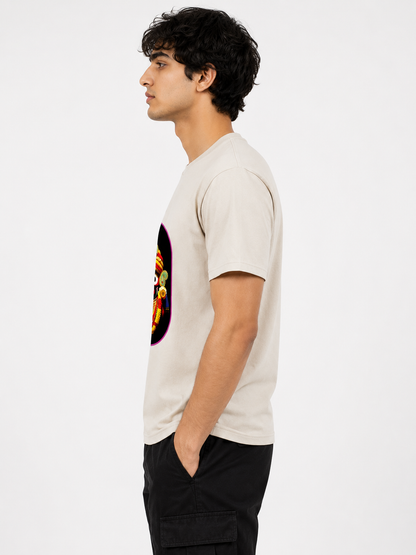 Cream Round Tshirt God Print - Cream - Image 4