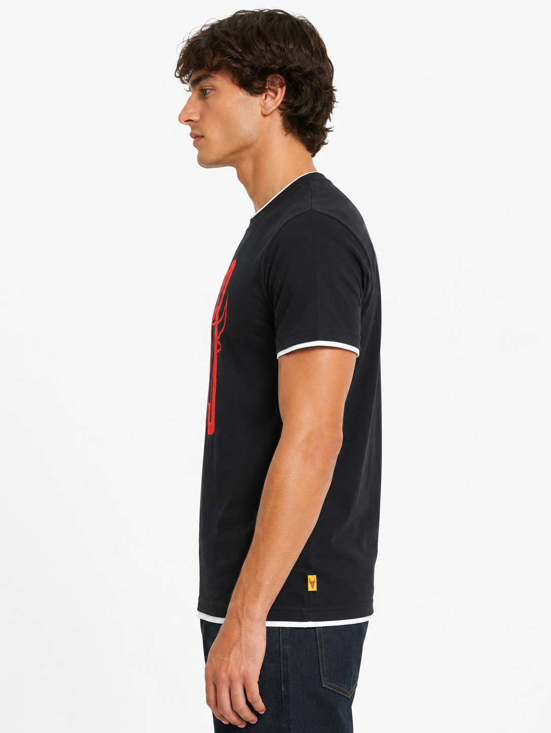 Black Round Tshirt Red Print - Black - Image 4