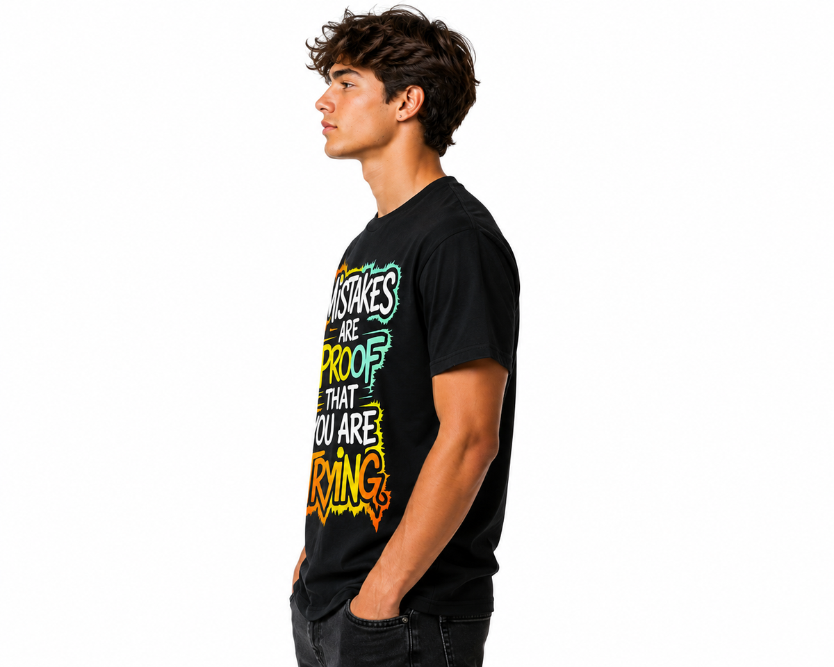 Black Round Tshirt Quote Print - Black - Image 4