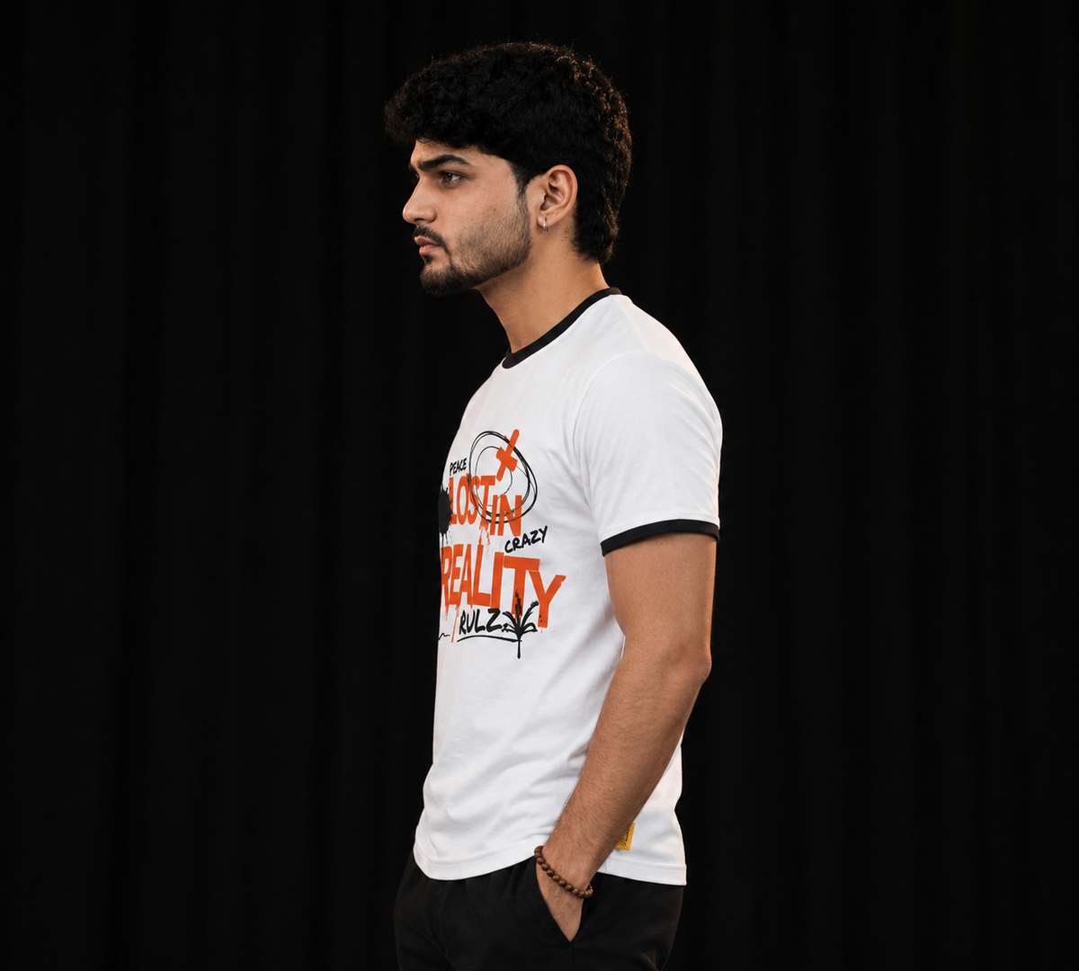 White Round Tshirt Quote Print - White - Image 4