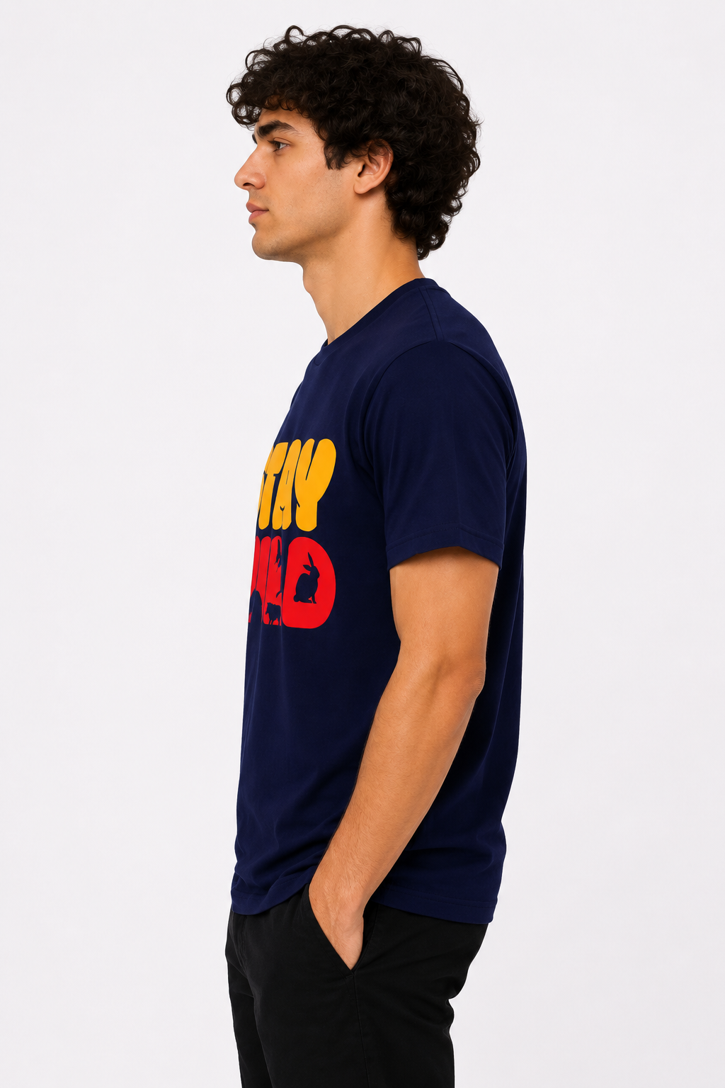 DarkBlue Round Tshirt Quote Print - Dark Blue - Image 4