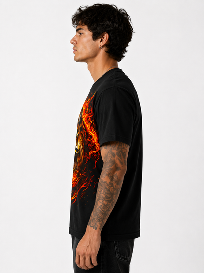 Black Round Tshirt Tiger Print - Black - Image 4