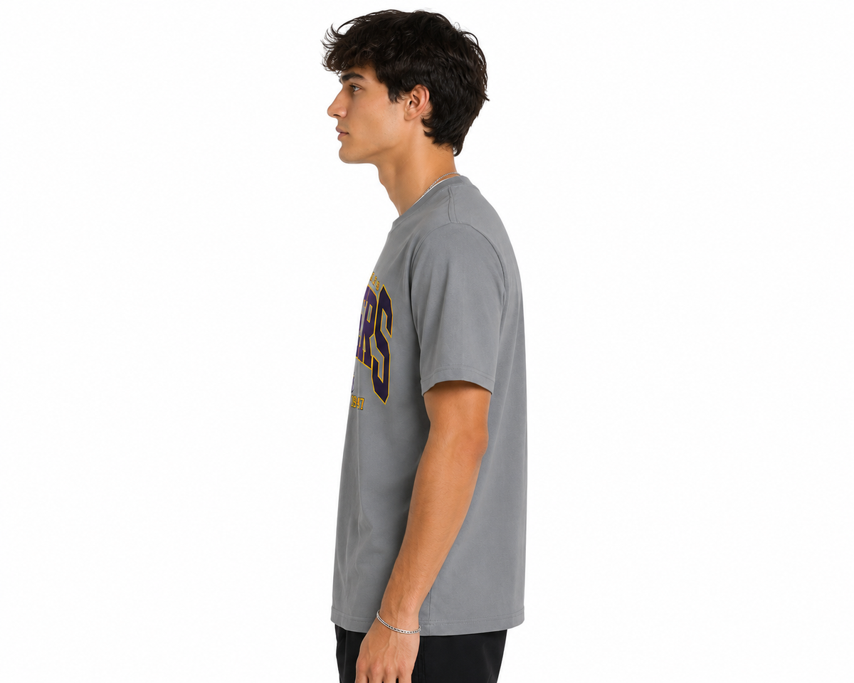 Grey Round Tshirt Lakers Print - Grey - Image 4