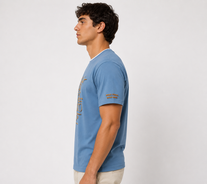 Blue Round Tshirt Quote Print - Blue - Image 4
