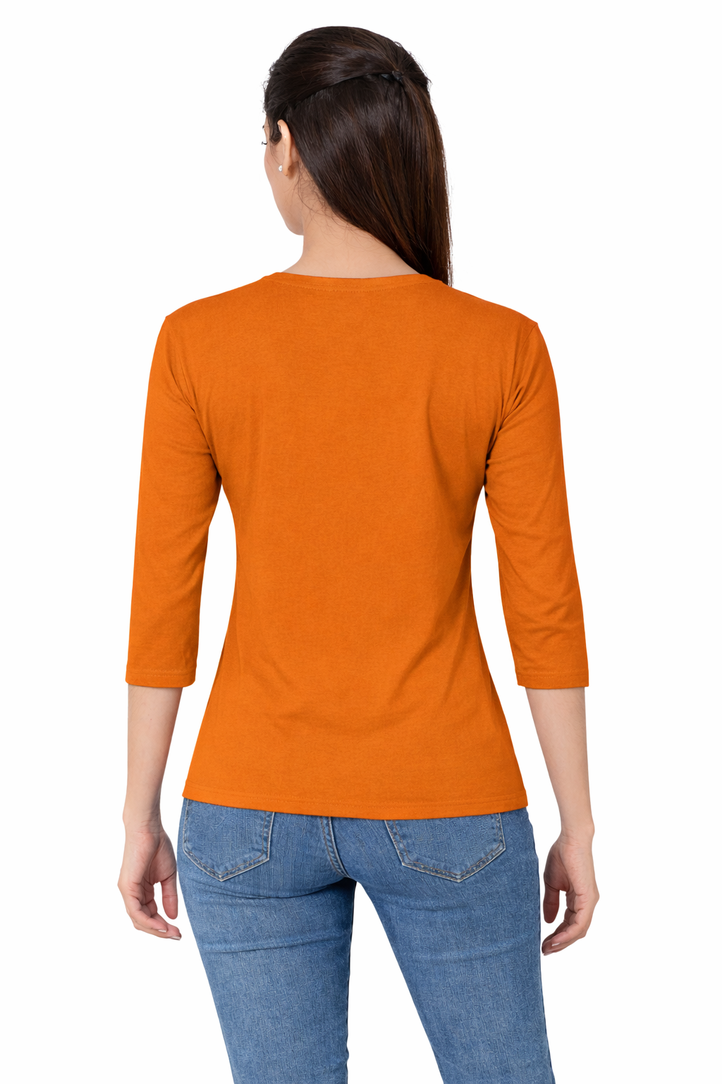 Women 3QTR Sleeves Printed T-Shirts 170GSM Red Label 100% Cotton Yarn with Bio Wash Yellow, White, Blue, Orange - White - Image 2